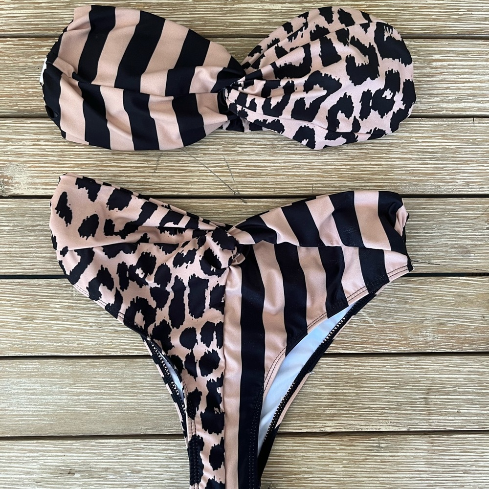 Striped & Leopard Bikini Set